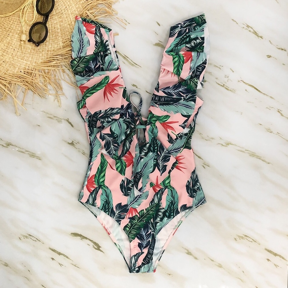 Pink Paradise Ruffle Monokini [A] - Picture 2 of 4